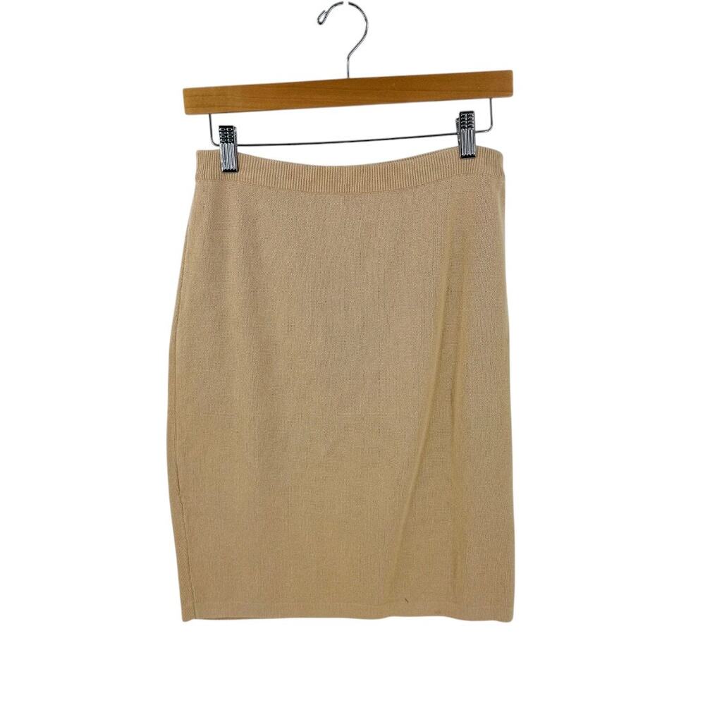 Vintage CW‎ Clifford & Wills Tan Knit Cotton Pencil Skirt Size S Small